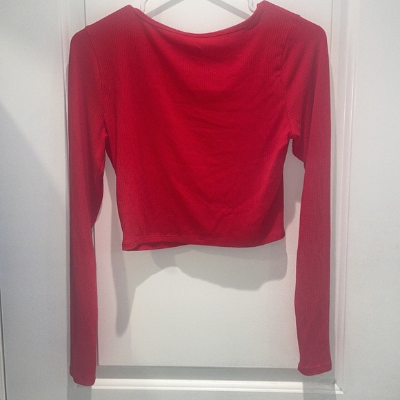 red long sleeve v neck crop top ❤️🔥 - Picture 5 of 5